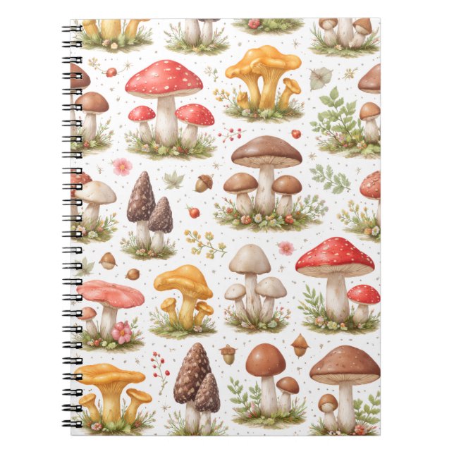 Cuaderno Whimsical Mushroom Pattern – Vintage Botanical  (Frente)