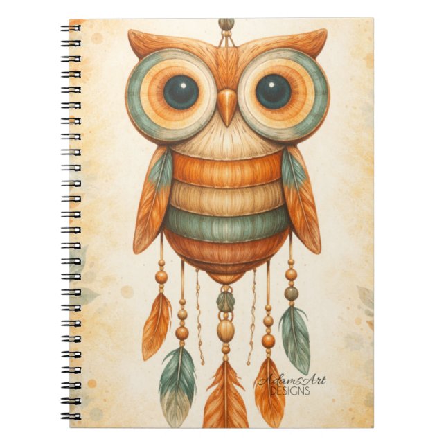 Cuaderno Whimsical Owl Dreamcatcher Boho (Frente)