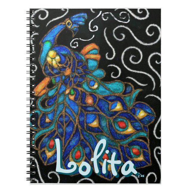 Cuaderno Whimsical Peacock Chalk Pastel Bird Personalizado (Frente)