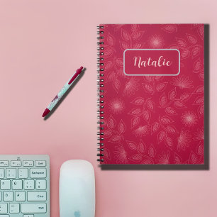 Cuaderno Whimsical personalized floral in blue-red
