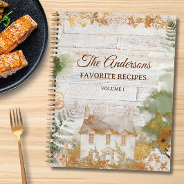 Cuaderno Whimsical Rustic Country Family Recipe Book