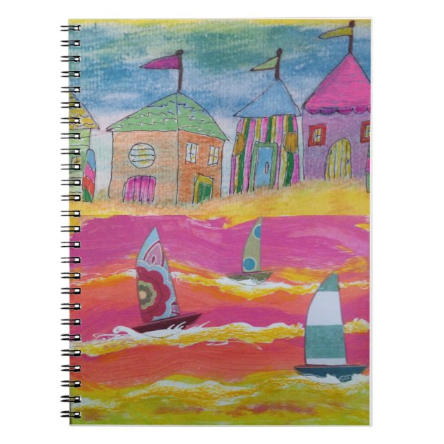 Cuaderno Whimsical Sailboats and Beach Huts (Frente)
