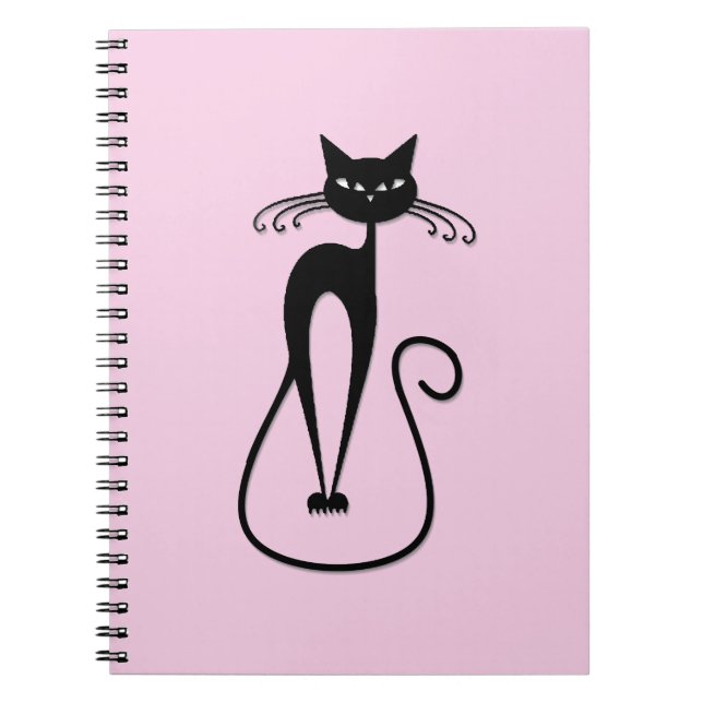 Cuaderno Whimsical Skinny Black Cat Rosa (Frente)