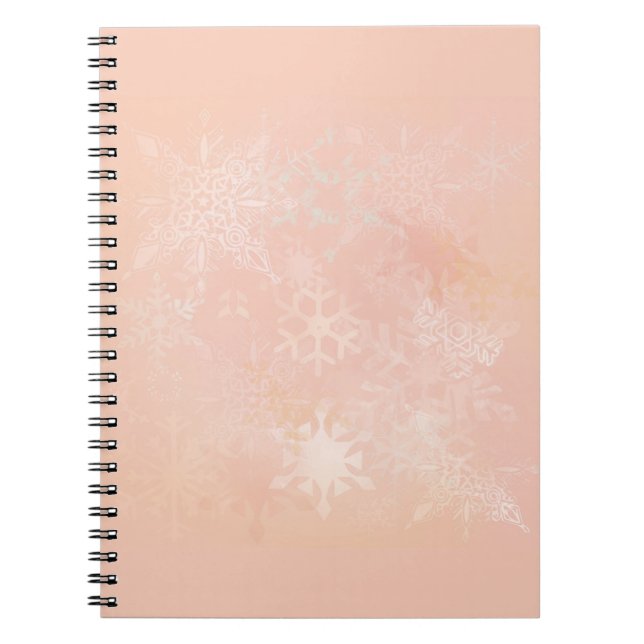 Cuaderno Whimsical soft Peach Snowflakes (Frente)