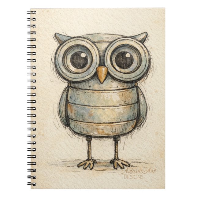 Cuaderno Whimsical Steampunk Owl Illustration (Frente)