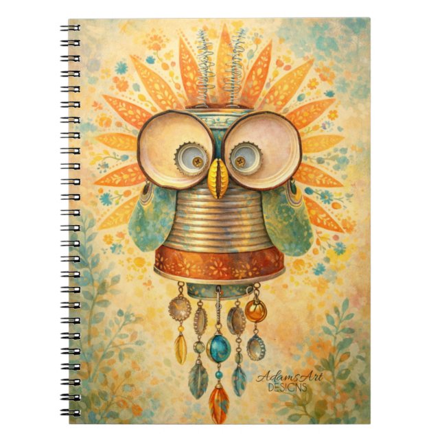 Cuaderno Whimsical Steampunk Owl Notebook – Vintage (Frente)