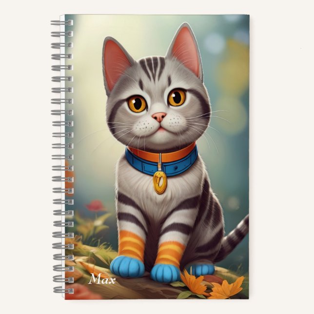 Cuaderno Whimsical Woodland America Shorthair Cat (Anverso)