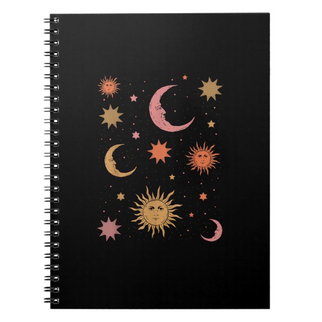 Cuaderno Whimsigoth Aesthetic Vintage Half Moon Sun (Frente)