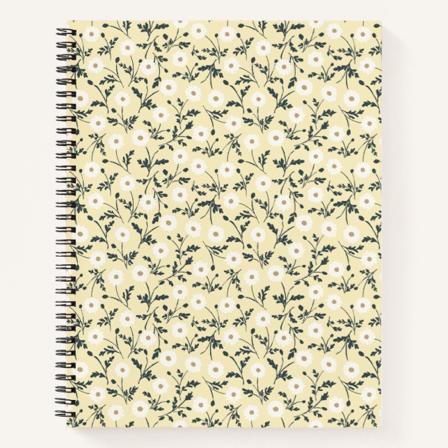 Cuaderno Whispering Meadow - Butter Yellow Floral Pattern (Anverso)