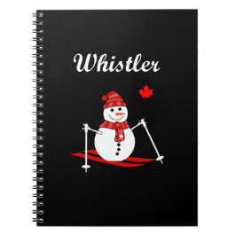 Cuaderno Whistler Canada Skiman Snowman and Red Maple Leaf
