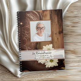 Cuaderno White Daisies Boots Funeral Memorial Guest Book