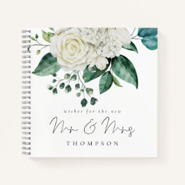 Cuaderno White Florals Eucalyptus Mr. Mrs Guest Book