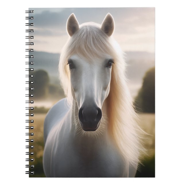 Cuaderno White Horse Portrait – Serene Equine Beauty (Frente)