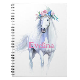 Cuaderno White Horse Spiral Notebook: Magical and Fun