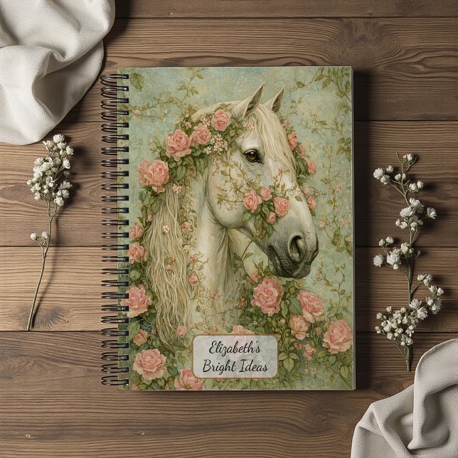 Cuaderno White Horse with Roses (Subido por el creador)