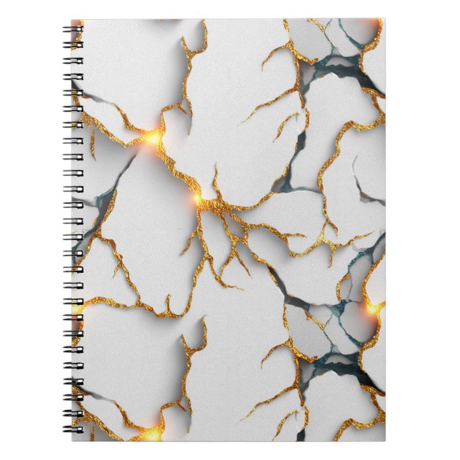 Cuaderno White Marble Texture with Glowing Gold Veins (Frente)