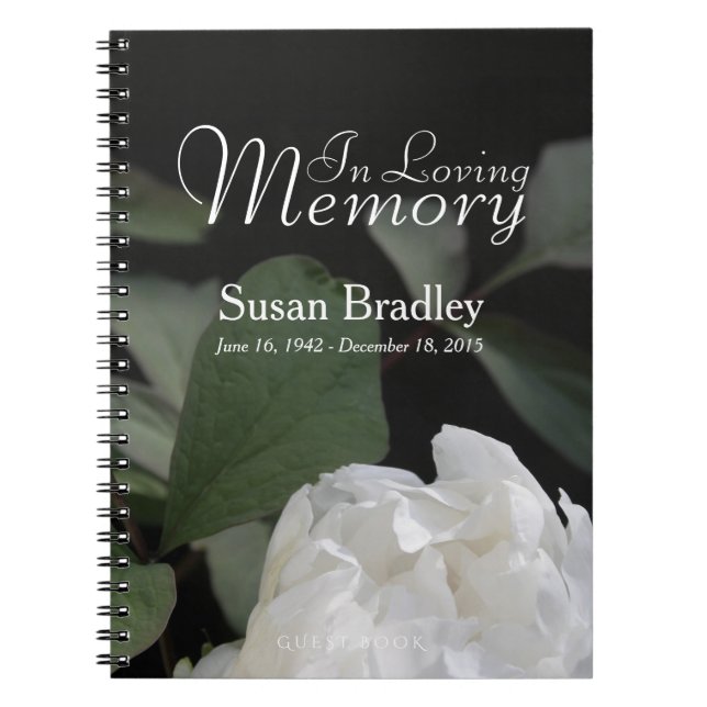 Cuaderno White Peony In Lolove Memory Memorial GuestBook (Frente)