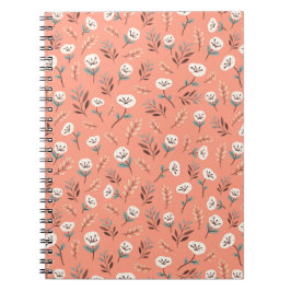 Cuaderno White Poppies on Vibrant Red Cover