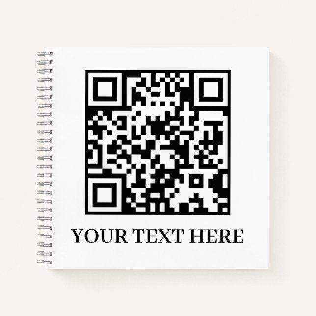 Cuaderno White QR | Minimalist Clean Custom Text (Anverso)