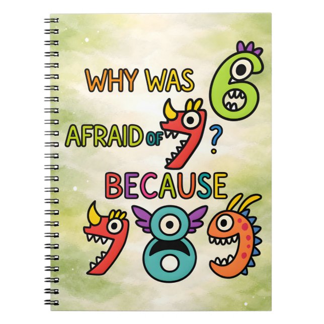 Cuaderno Why Was 7 Afraid Funny Math Notebook for Kids (Frente)