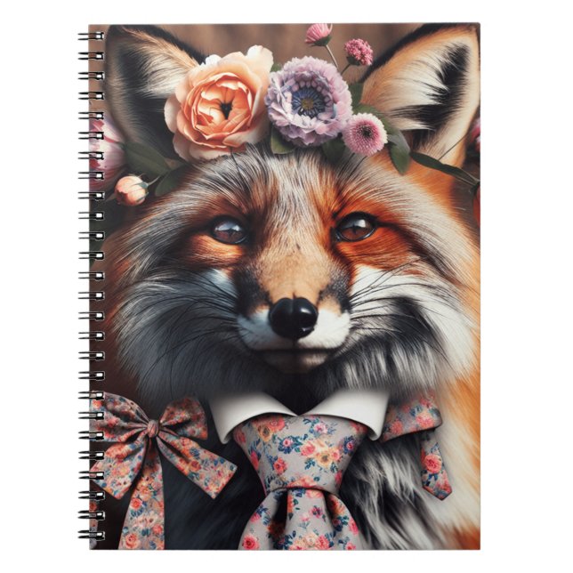 Cuaderno Wild fox wearing a tie cute  (Frente)