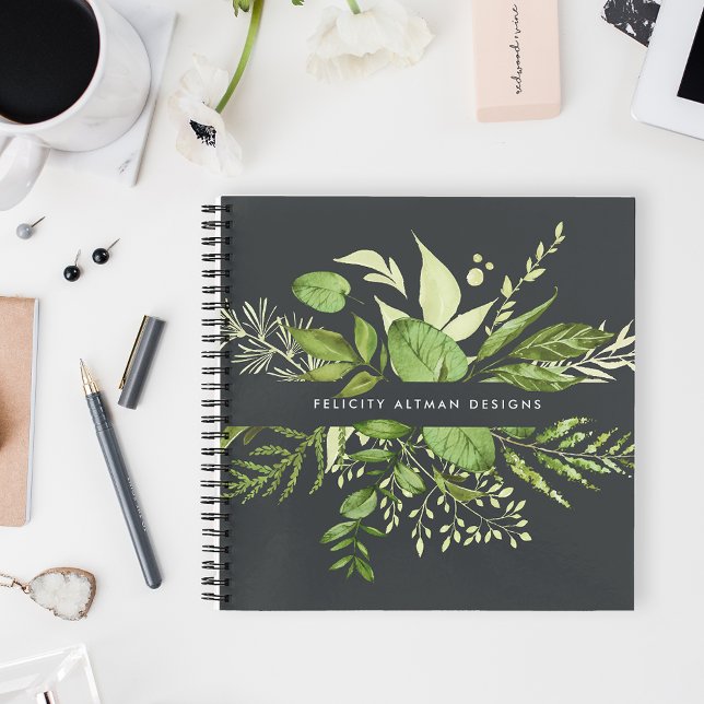 Cuaderno Wild Meadow | Personalizado Botánico Negro y Verde (Subido por el creador)