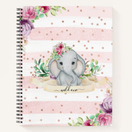 Cuaderno Wild One - Bebé Elefante y Bloc de notas con flore