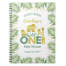 Wild One Gold Safari Baby Shower Guest Book