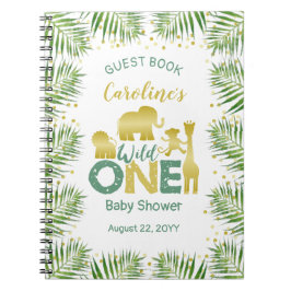 Cuaderno Wild One Gold Safari Baby Shower Guest Book
