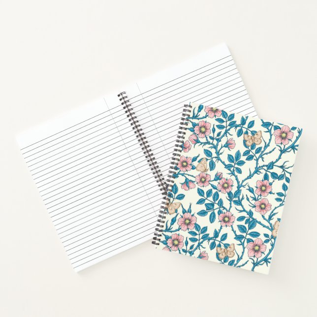 Cuaderno Wild roses and butterflies /pink/blue/off white (Interior)