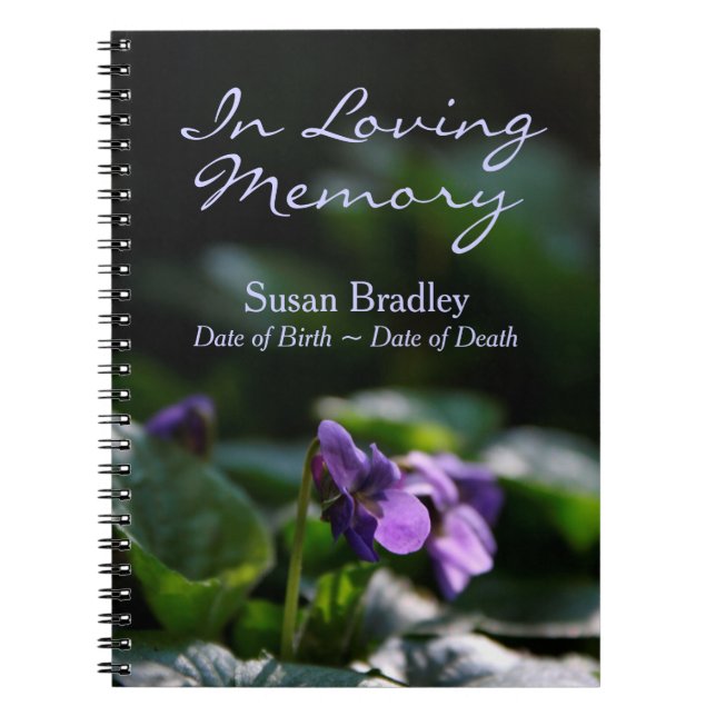 Cuaderno Wild Violets Floral Photo Memorial Guest Book SpNB (Frente)