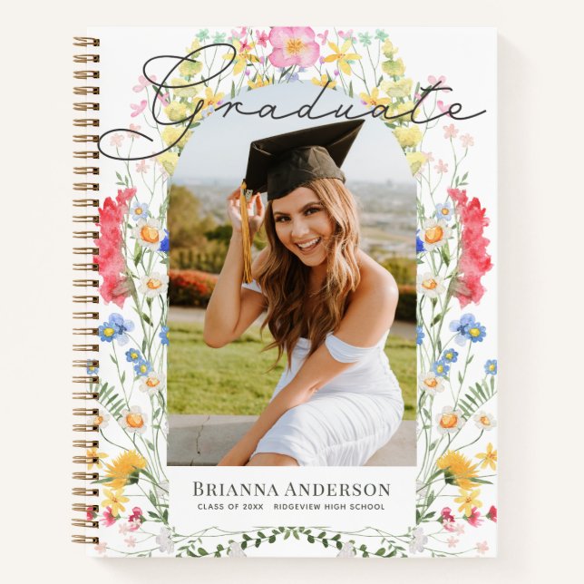 Cuaderno Wildflower Arch Photo Graduation Guest Book (Anverso)