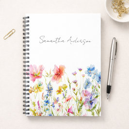 Cuaderno Wildflower Floral Watercolor Personalized 