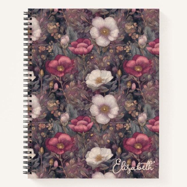 Cuaderno Wildflower Pink Rose Garden Personalized  (Anverso)