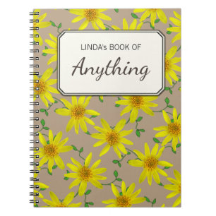 Cuaderno Wildflowers amarillos botánicos en cualquier colo