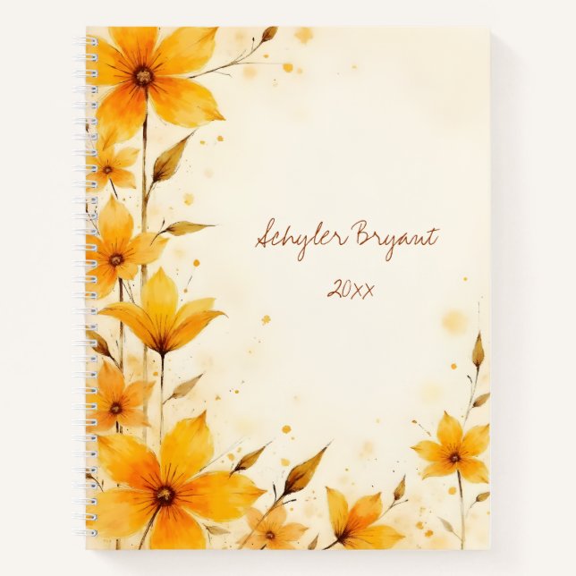 Cuaderno Wildflowers Floral Spiral-bound Journal Yellow (Anverso)