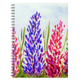 Cuaderno Wildflowers púrpuras del Lupine del arte floral de