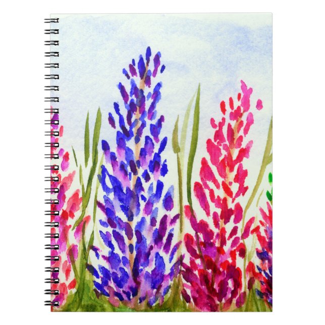 Cuaderno Wildflowers púrpuras del Lupine del arte floral de (Frente)