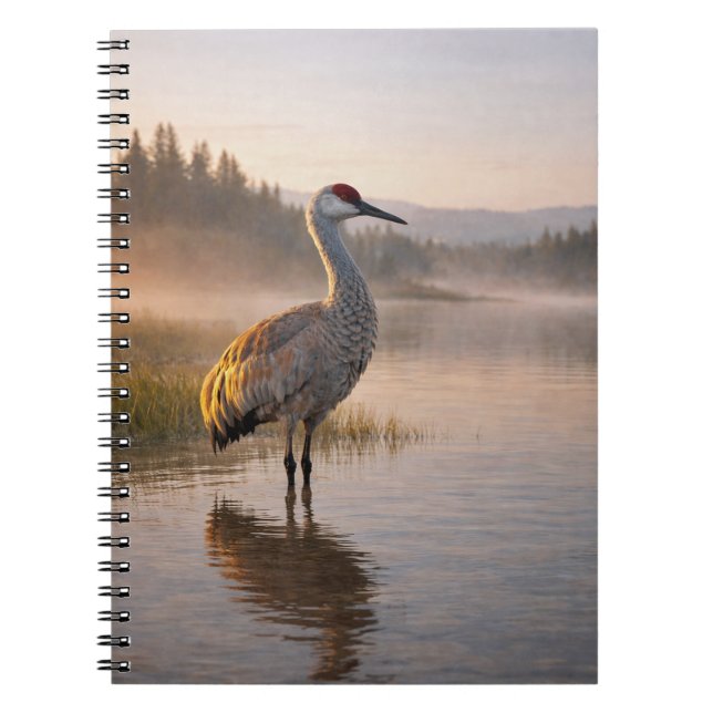Cuaderno Wildlife Sandhill Crane Serene Wetland Scene (Frente)