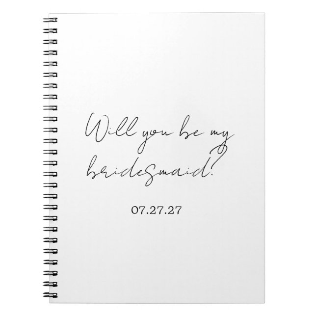 Cuaderno Will You Be My Bridesmaid Custom Cursive (Frente)