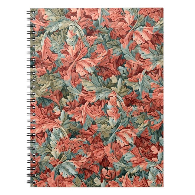 Cuaderno William Morris Acanthus Óxido Rojo Verde Salvia (Frente)