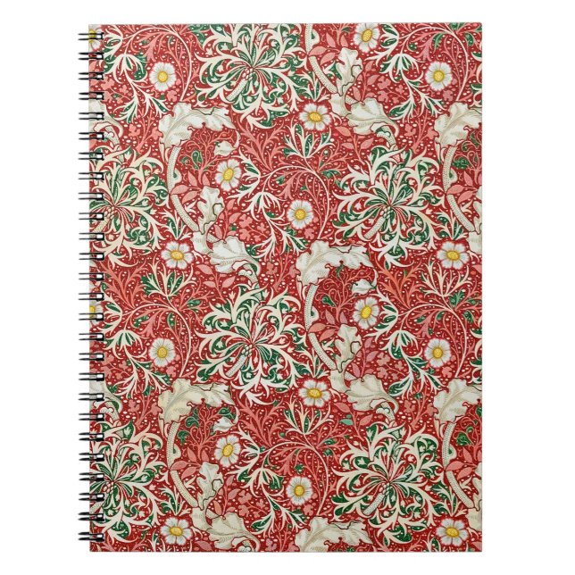 Cuaderno William Morris Algas Flor Antigua Rojo Verde (Frente)