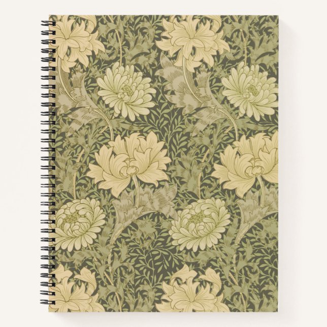 Cuaderno William Morris Chrysanthemum Sage Flower (Anverso)