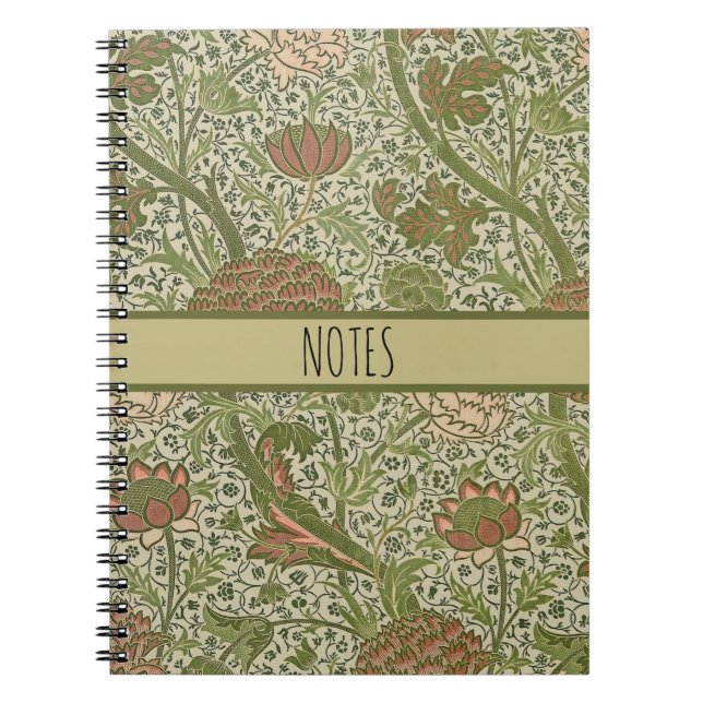 Cuaderno William Morris Cray Sage Flor Floral Botánica (Frente)