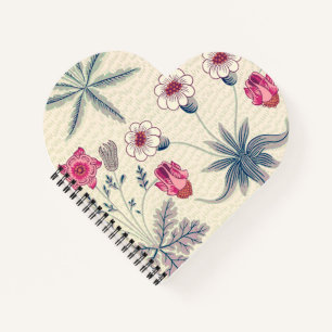 Cuaderno William Morris Daisy Patrón Floral Naranja Rojo