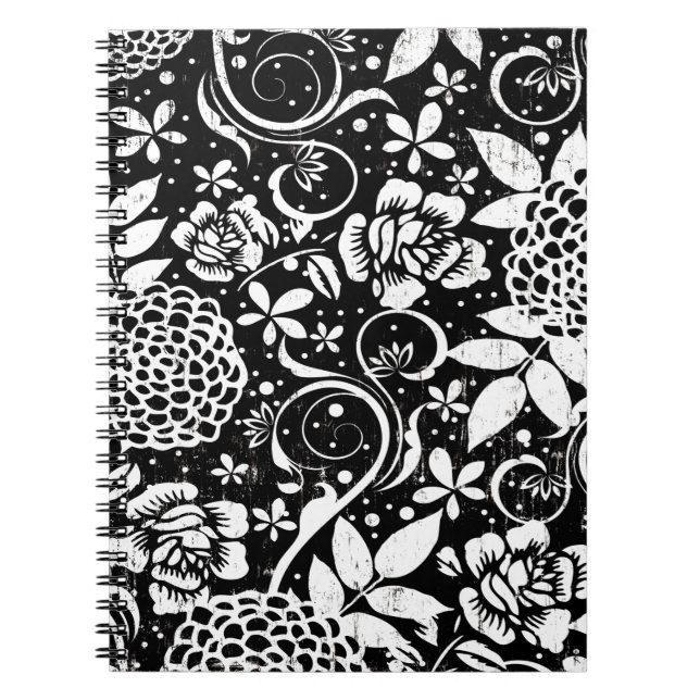 Cuaderno William Morris, floral blanco y negro (Frente)
