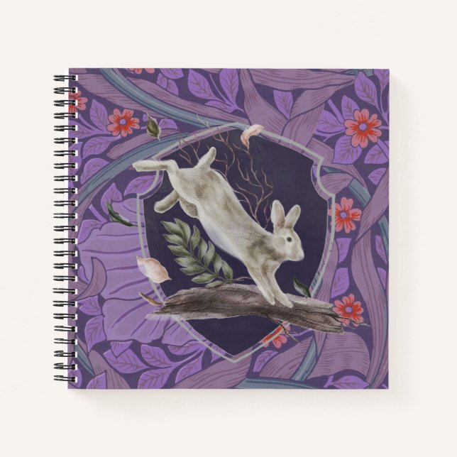 Cuaderno William Morris Forest Rabbit Floral Art Nouveau (Anverso)