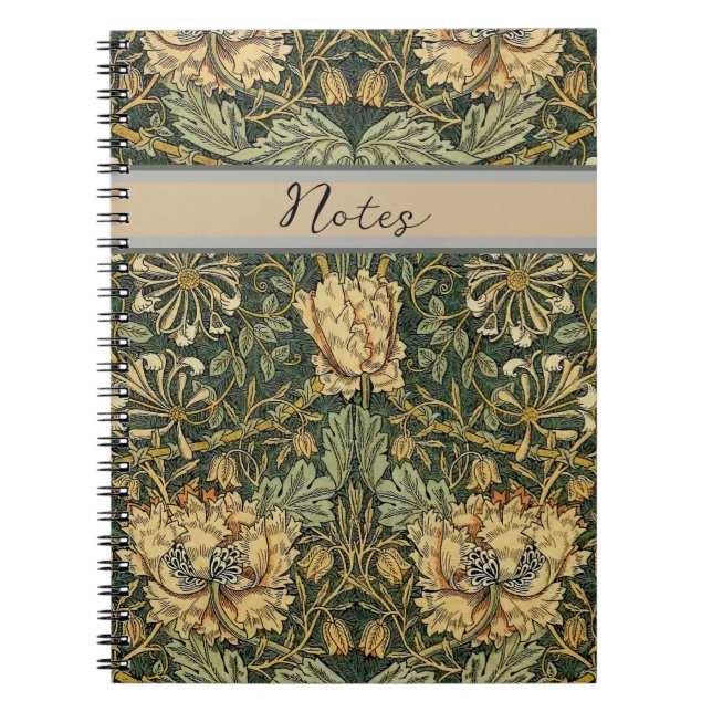 Cuaderno William Morris Honeysuckle Green Floral (Frente)