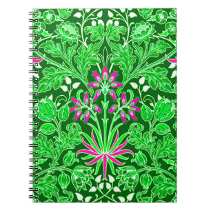 Cuaderno William Morris Hyacinth Print, Lime y Emerald
