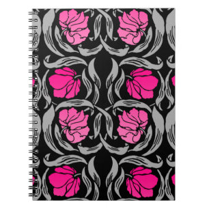 Cuaderno William Morris Pimpernel, rosa y negro de Fuchsia